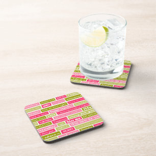 Pink and Green Love Letters Coaster
