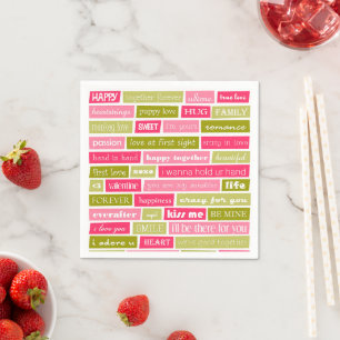 Pink and Green Love Letters Napkin