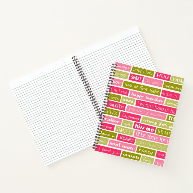 Pink and Green Love Letters Notebook (Inside)