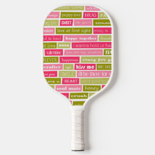 Pink and Green Love Letters  Pickleball Paddle