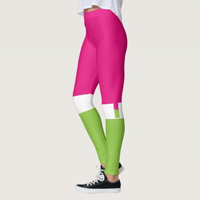 Pink and Green Love Pattern Leggings (Left)