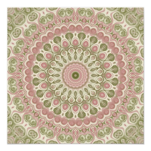 Pink and Green Mandala Pattern Design Poster (Front)