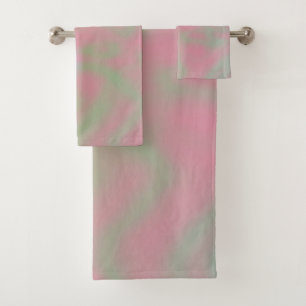 pink and green Marble abstract Bath Towel Set