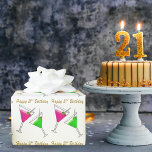 Pink And Green Martinis 21st Birthday Wrapping Paper<br><div class="desc">Celebrate someone's 21st birthday with these adorable Martinis!</div>