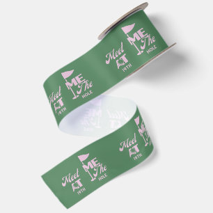 Pink And Green   Meet Me at the 19th Hole  Satin Ribbon