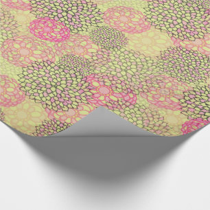 Pink and Green Modern Floral Wrapping Paper
