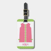 Pink and Green Monogram Shift Dress Luggage Tag
