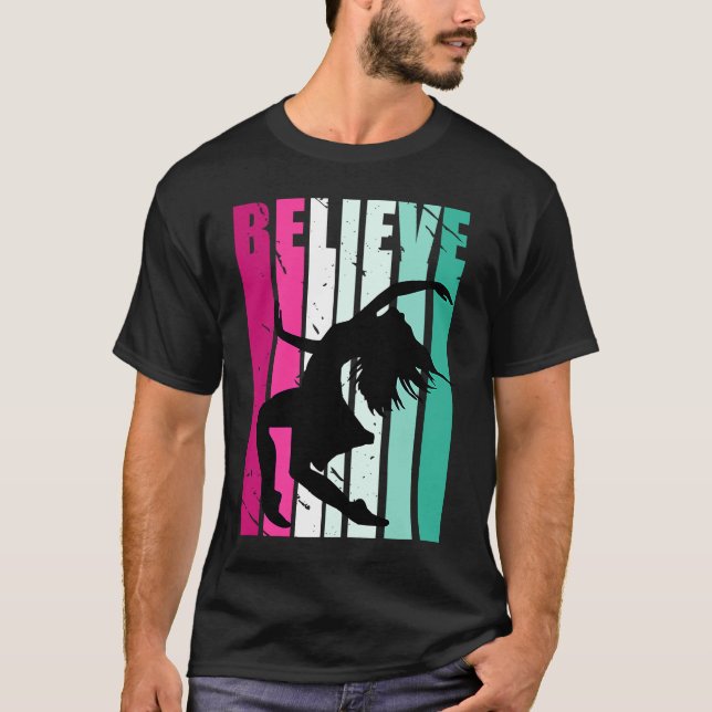 Pink And Green Motivational Girls Dance Believe Cu T-Shirt (Front)