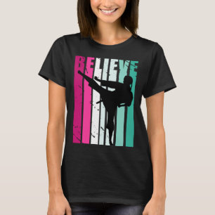 Pink And Green Motivational Girls Jiu Jitsu Believ T-Shirt