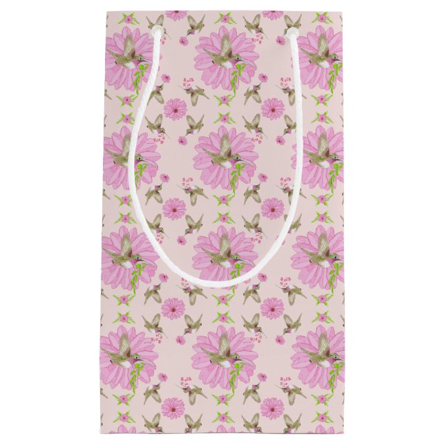 Pink and Green Nostalgic Floral Gift Bag (Front)