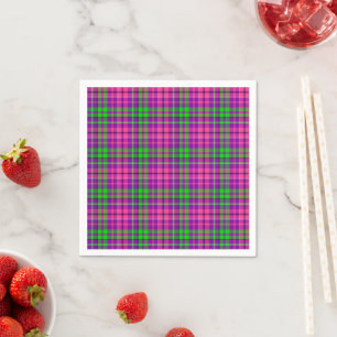 Pink and Green On Purple Plaid Tartan Pattern Napkin