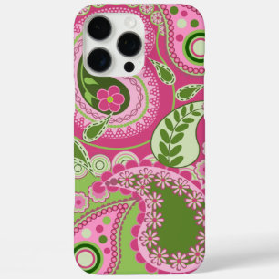 Pink and green Paisley iPhone 16 case