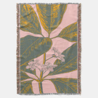 Pink and Green Palm Frond Botanical Drawing
