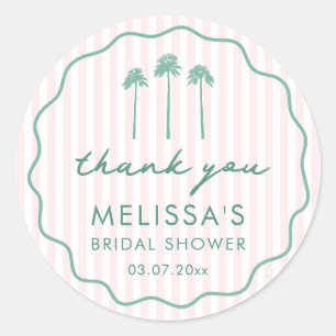 Pink And Green Palm Springs Bridal Shower Favor Classic Round Sticker