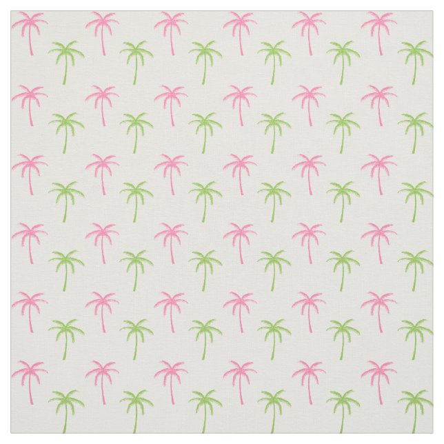 Pink and Green Palm Trees Pattern Fabric (Swatch)