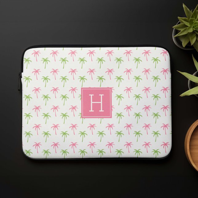 Pink and Green Palm Trees Pattern Laptop Sleeve (Creator Uploaded)