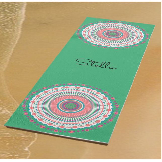 Pink and Green Pastel Mandala Yoga Mat (Creator Uploaded)