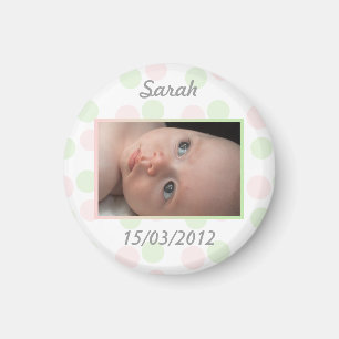 Pink and green pea birth registration magazine magnet