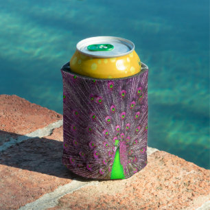 Pink And Green Peacock, Can Cooler