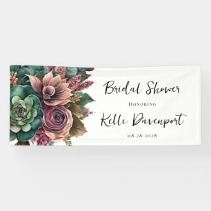 Pink and Green Peony Succulent Bridal Shower Banner
