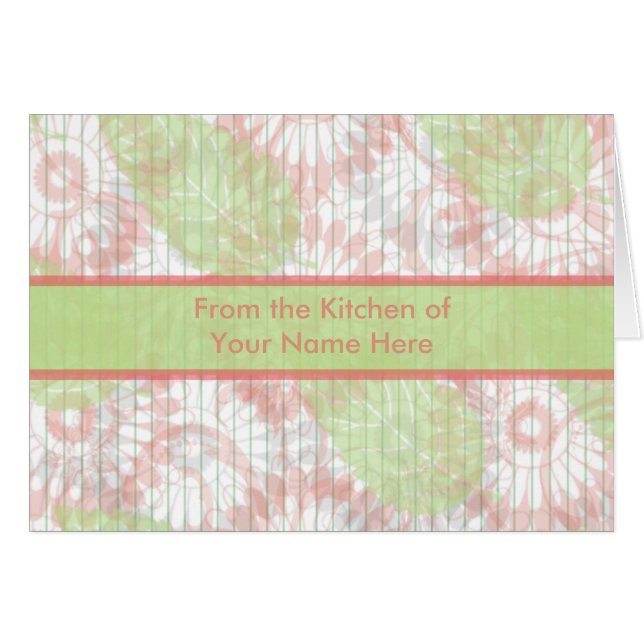 Pink and Green Personalised Recipe Card (Front Horizontal)
