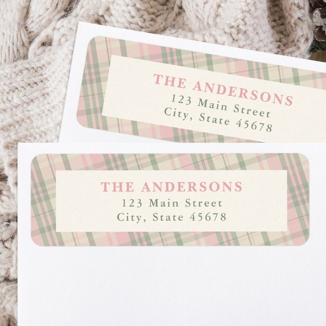 Pink and Green Plaid Return Address Label (Creator Uploaded)