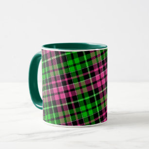 Pink and Green Plaid Tartan Black Mug