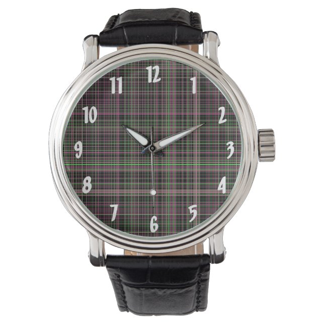 Pink and Green Plaid Watch (Front)