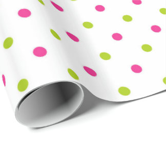 Pink and green polka dots wrapping paper