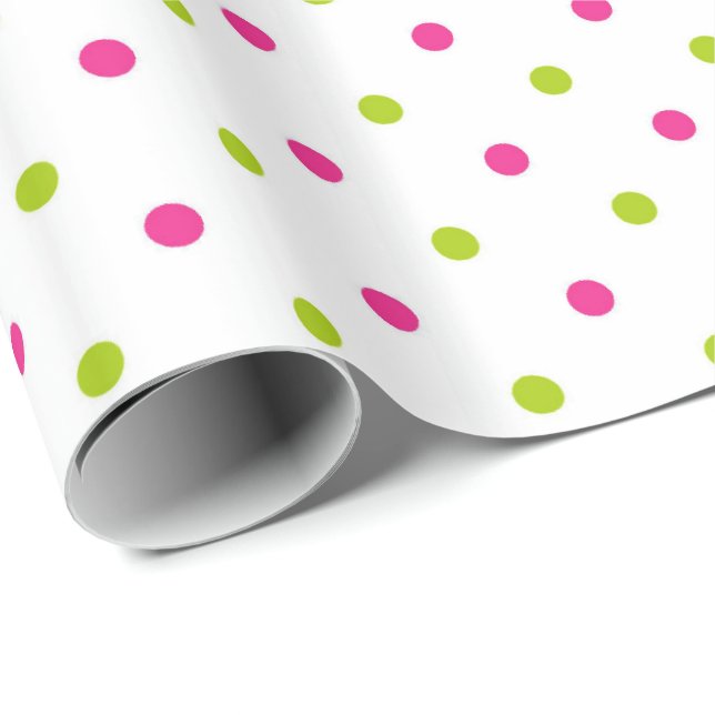 Pink and green polka dots wrapping paper (Roll Corner)