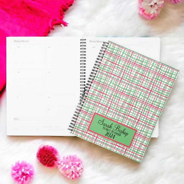 Pink and Green Preppy Yearly Planner Hardcover (Creator Uploaded)
