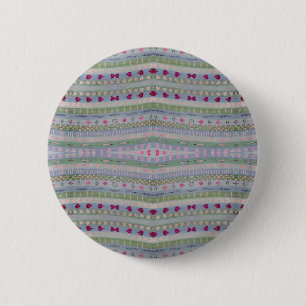 Pink and Green Pretty Hearts Pattern 6 Cm Round Badge