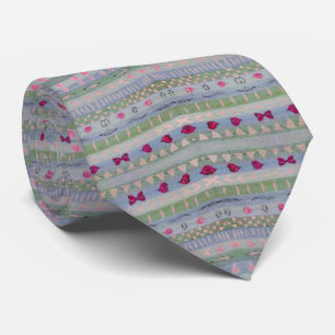 Pink and Green Pretty Hearts Pattern Tie