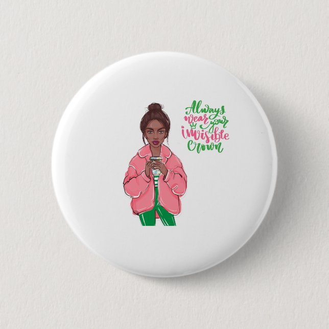 Pink and Green Queen 6 Cm Round Badge (Front)