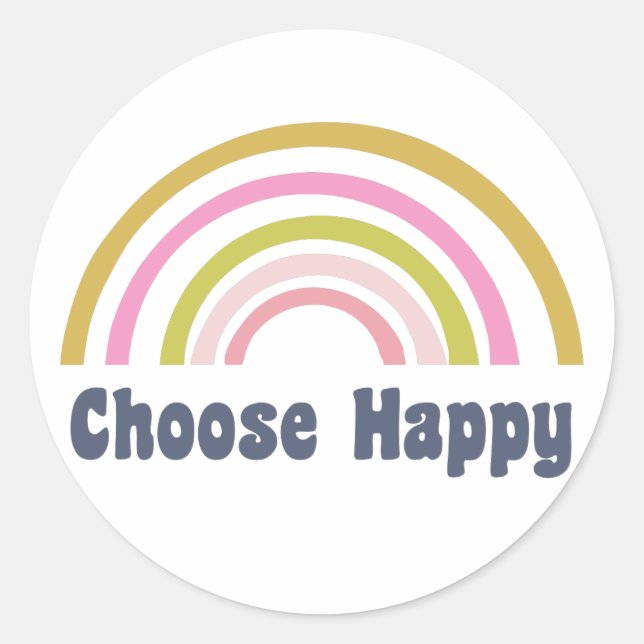 Pink and Green Rainbow with Inspirational Saying Classic Round Sticker (Front)