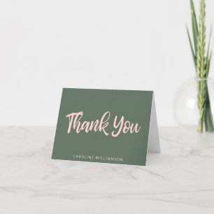 Pink and Green Script Typography Personalised Thank You Card