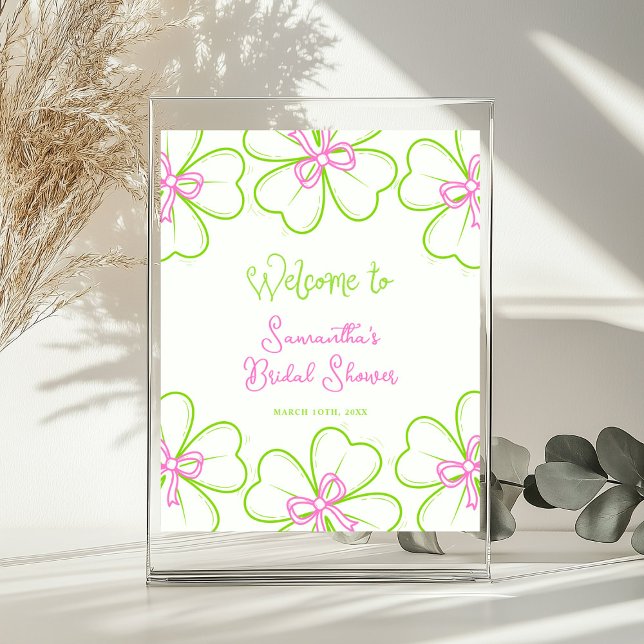 Pink and Green Shamrock Bridal Shower Welcome Sign (Creator Uploaded)