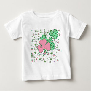 Pink and Green Shamrocks Baby T-Shirt