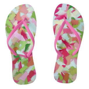 Pink and Green Smudges Thongs
