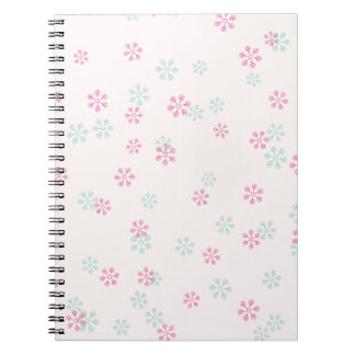 Pink And Green Snowflake Spiral Photo Notebook