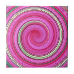 Pink and green spiral ceramic tile