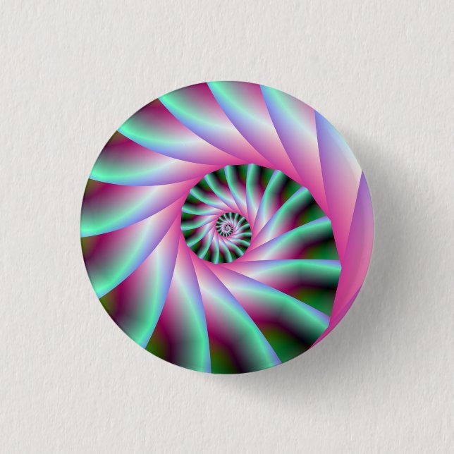 Pink and Green Spiral Steps Button (Front)