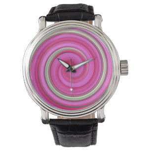 Pink and green spiral watch