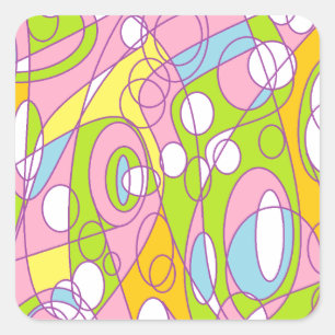 Pink and Green Square Sticker