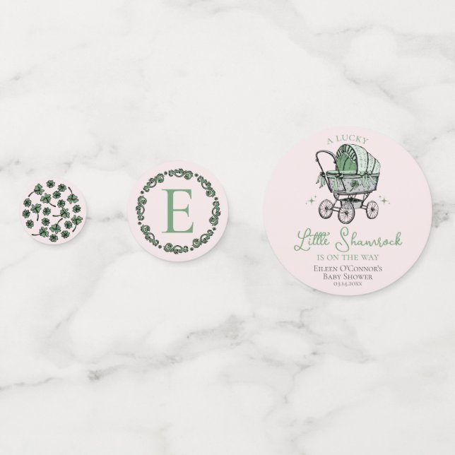 Pink and Green St Patricks Baby Shower Table Confetti (Backs)