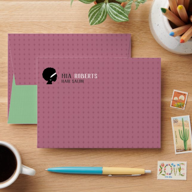 Pink and green stars colour block  envelope (Desk)