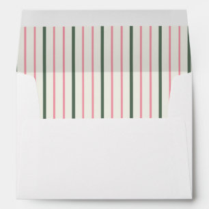 Pink and Green Stripe Holiday Card Envelope