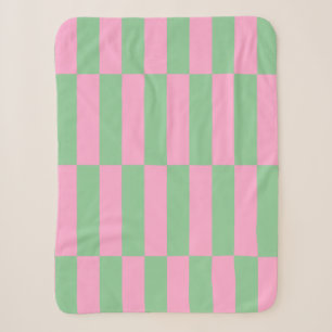 Pink and Green Striped Geometric Pattern Sherpa Blanket