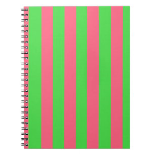 Pink and Green Striped Notebook