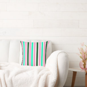 Pink and Green Stripes  Cushion